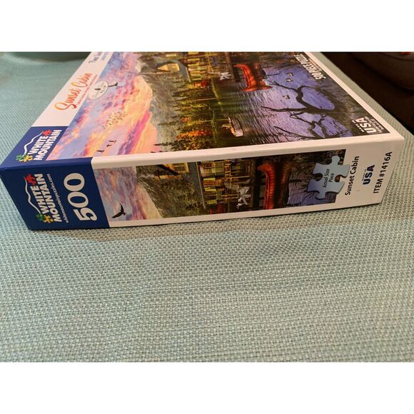 White Mountain Puzzle 500 Pieces Sunset Cabin Theme - Picture 2 of 7